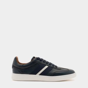 Retro Crest Sneaker In Navy Blue Leather