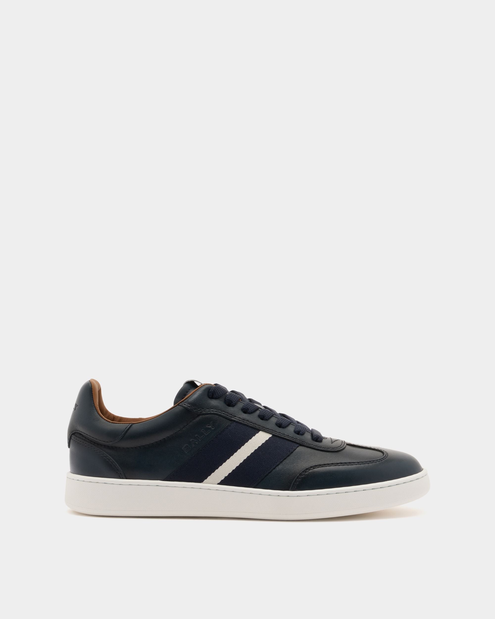 Retro Crest Sneaker In Navy Blue Leather