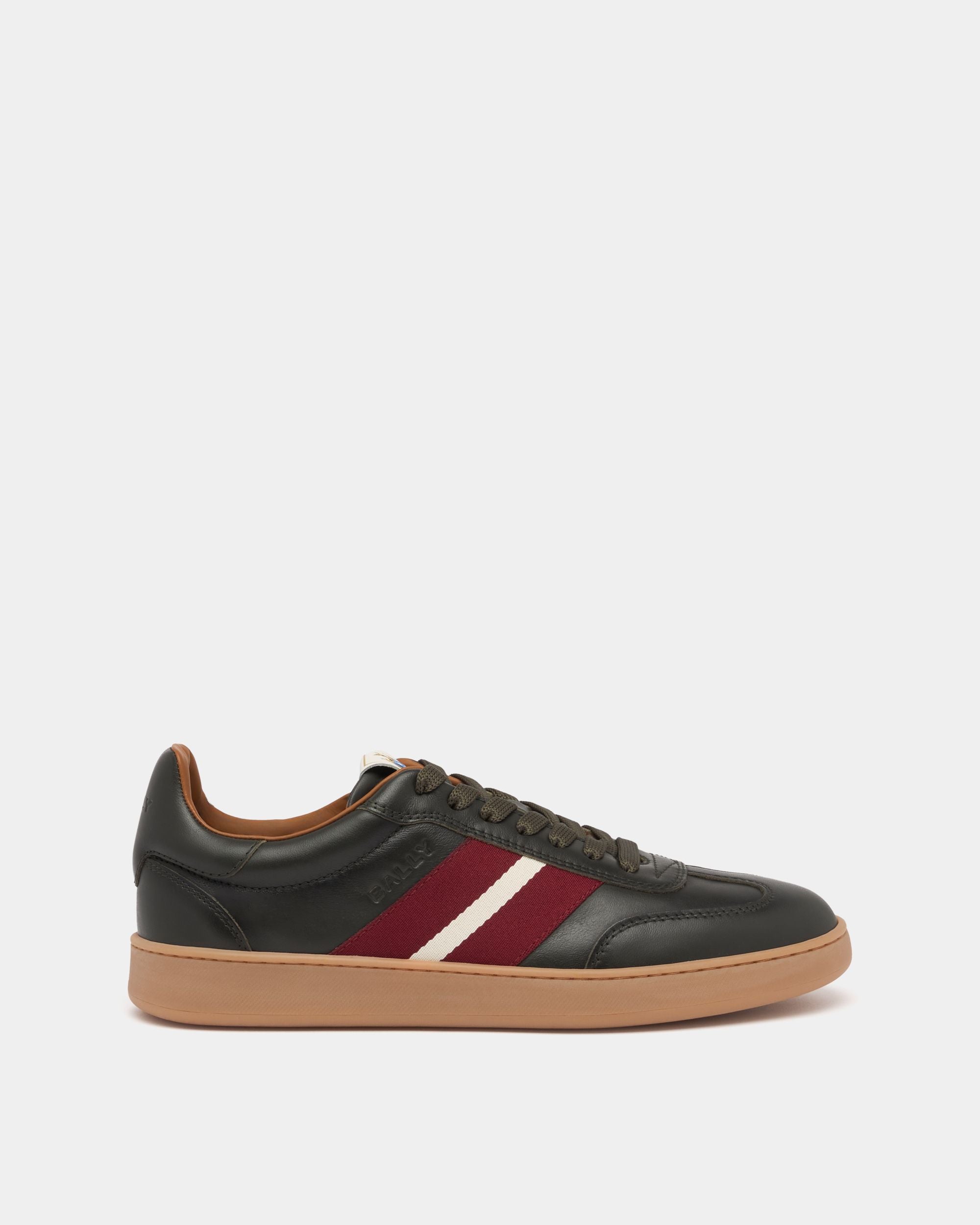 Retro Crest Sneaker in Military Green Leather