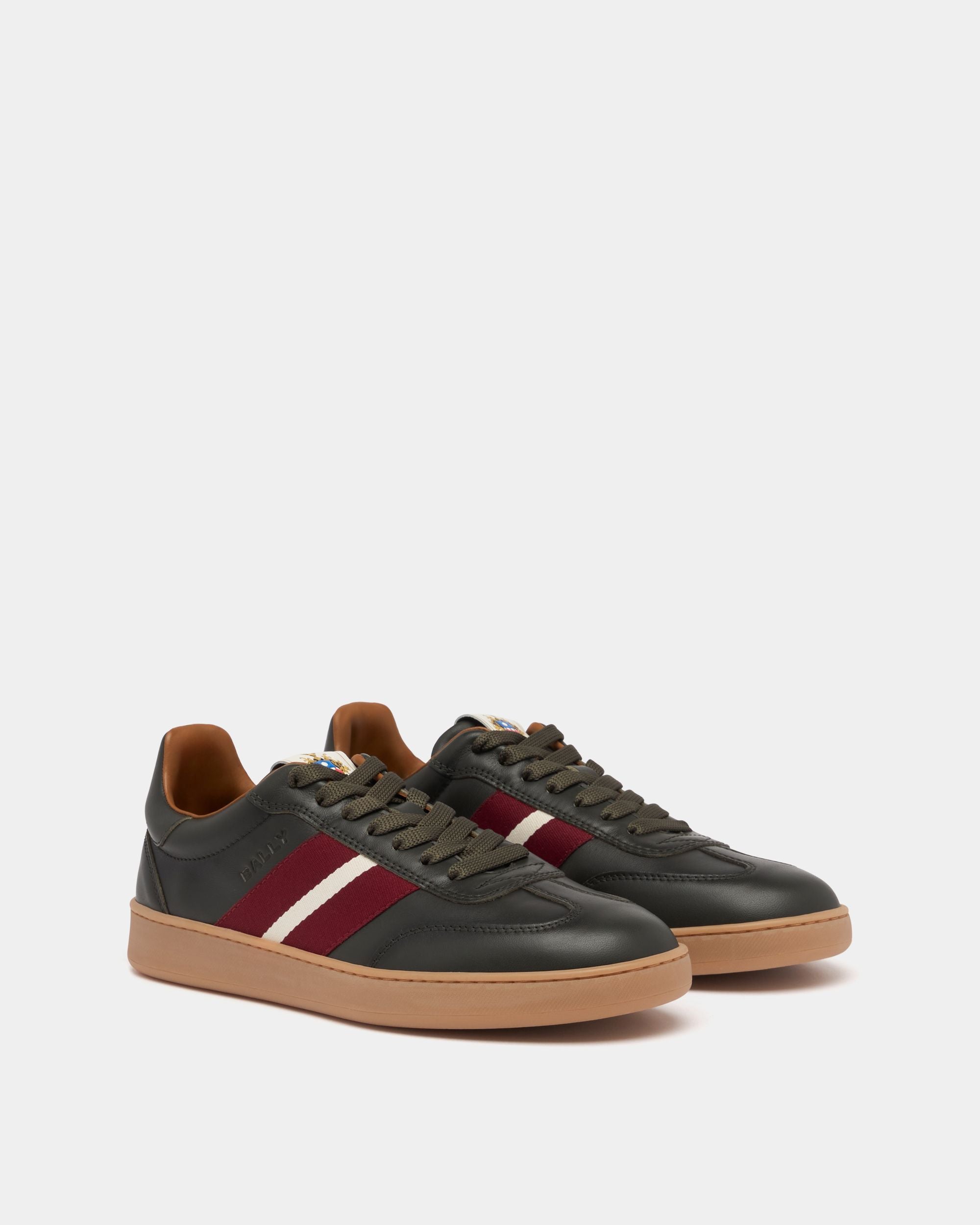 Retro Crest Sneaker in Military Green Leather - Image 2