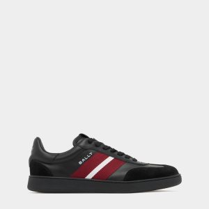 Retro Crest Sneaker in Black Leather