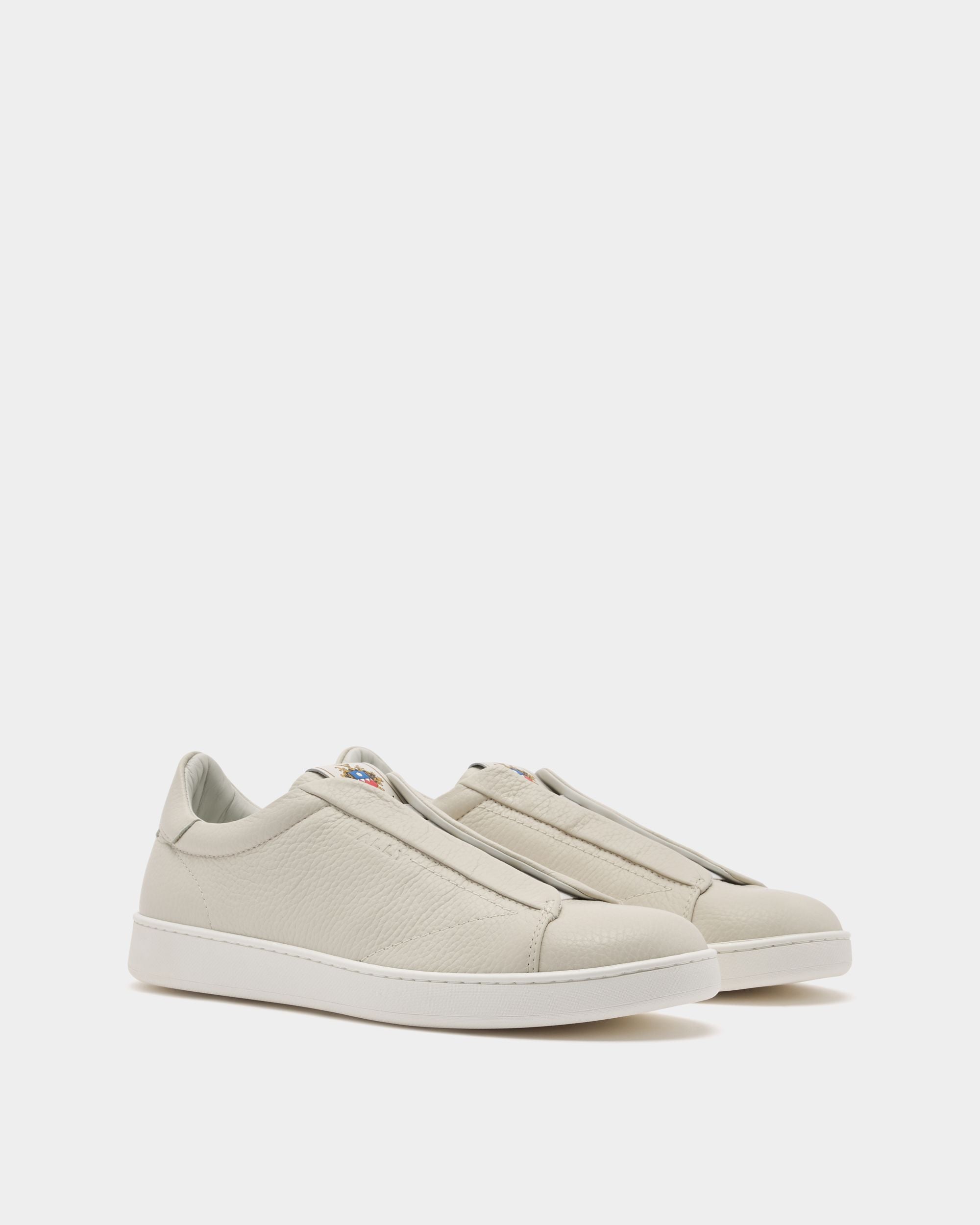 Retro Crest Sneaker in White Grained Leather - Image 3
