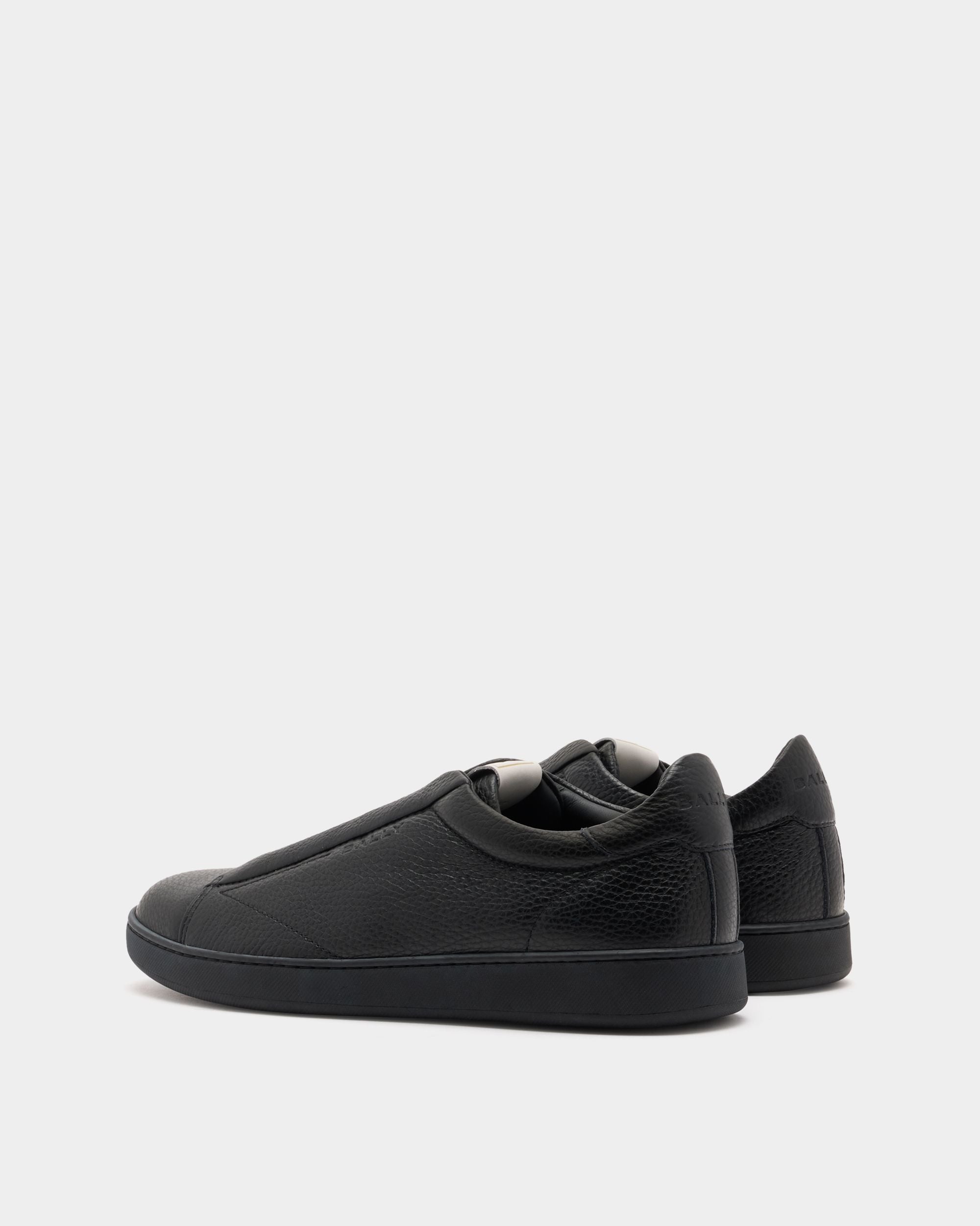 Retro Crest Sneaker in Black Grained Leather - Image 3