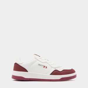 Jasper Sneaker in White and Red Leather