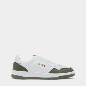 Jasper Sneaker in White and Green Leather