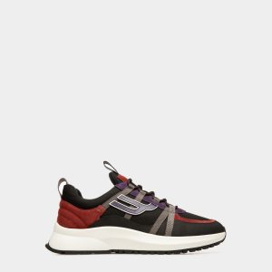 Damon Fabric And Leather Sneakers In Black And Heritage Red