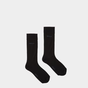 Logo Socks In Ink And Indigo Cotton Mix
