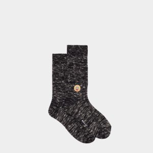 Socks With a Bally Crest Logo in Navy Blue Wool