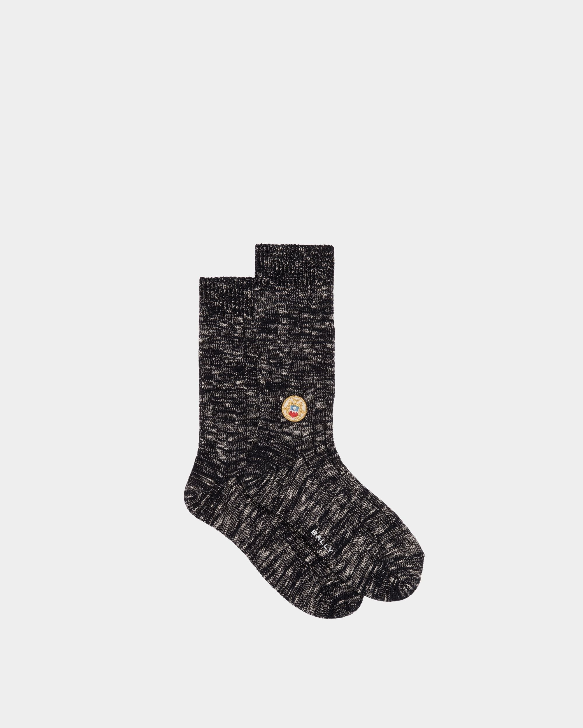 Socks With a Bally Crest Logo in Navy Blue Wool