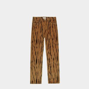 Tiger Printed Pants In Black And Desert Velvet