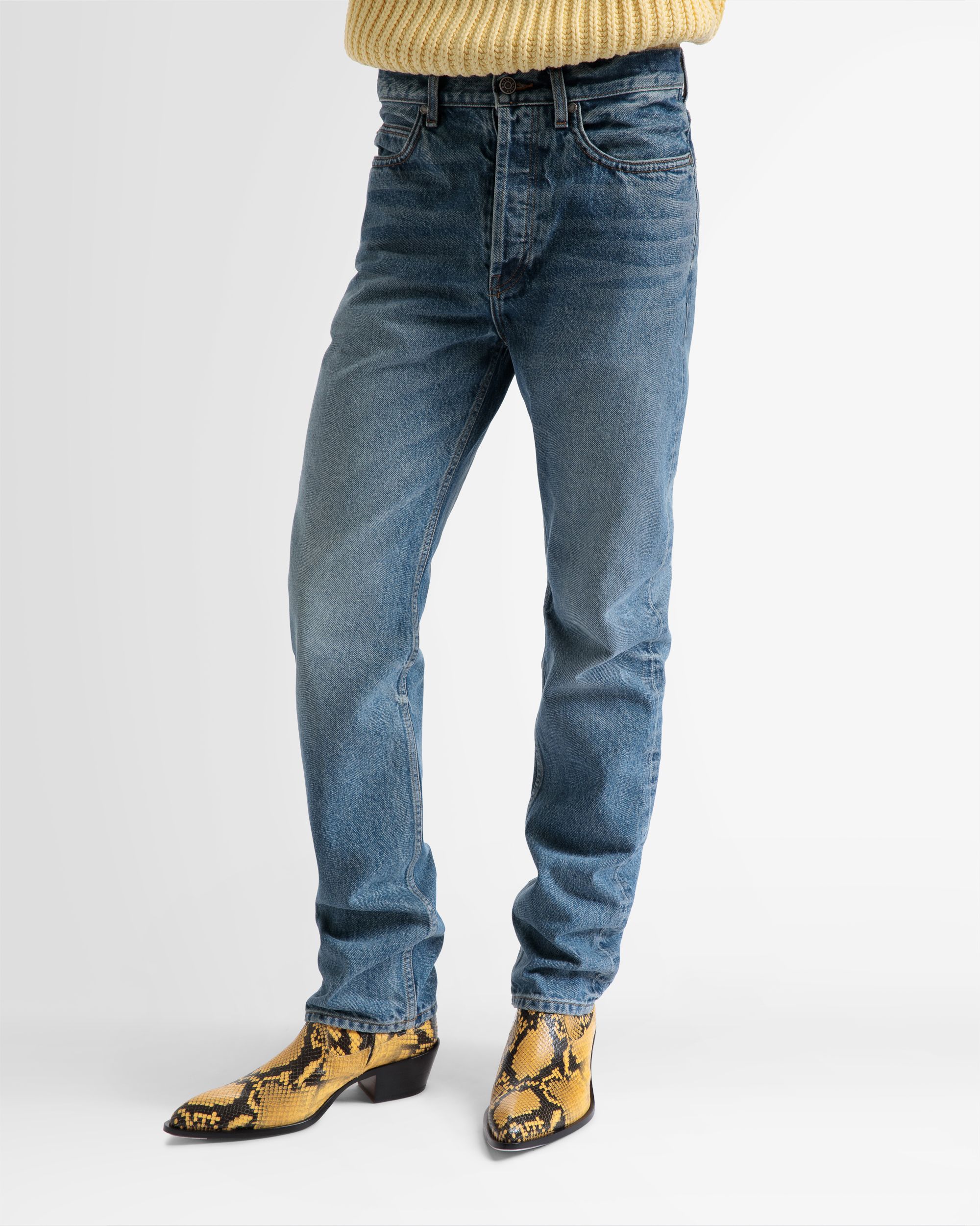 Straight Pants In Blue Denim - Image 3