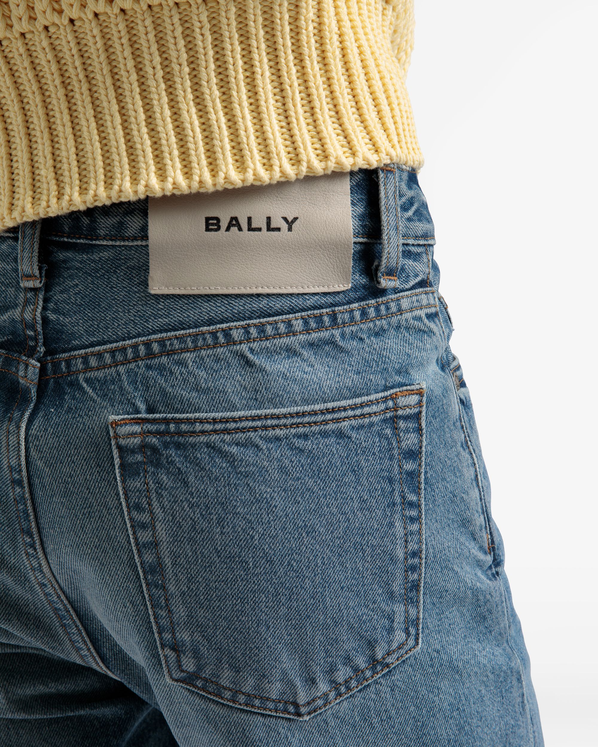 Straight Pants In Blue Denim - Image 4