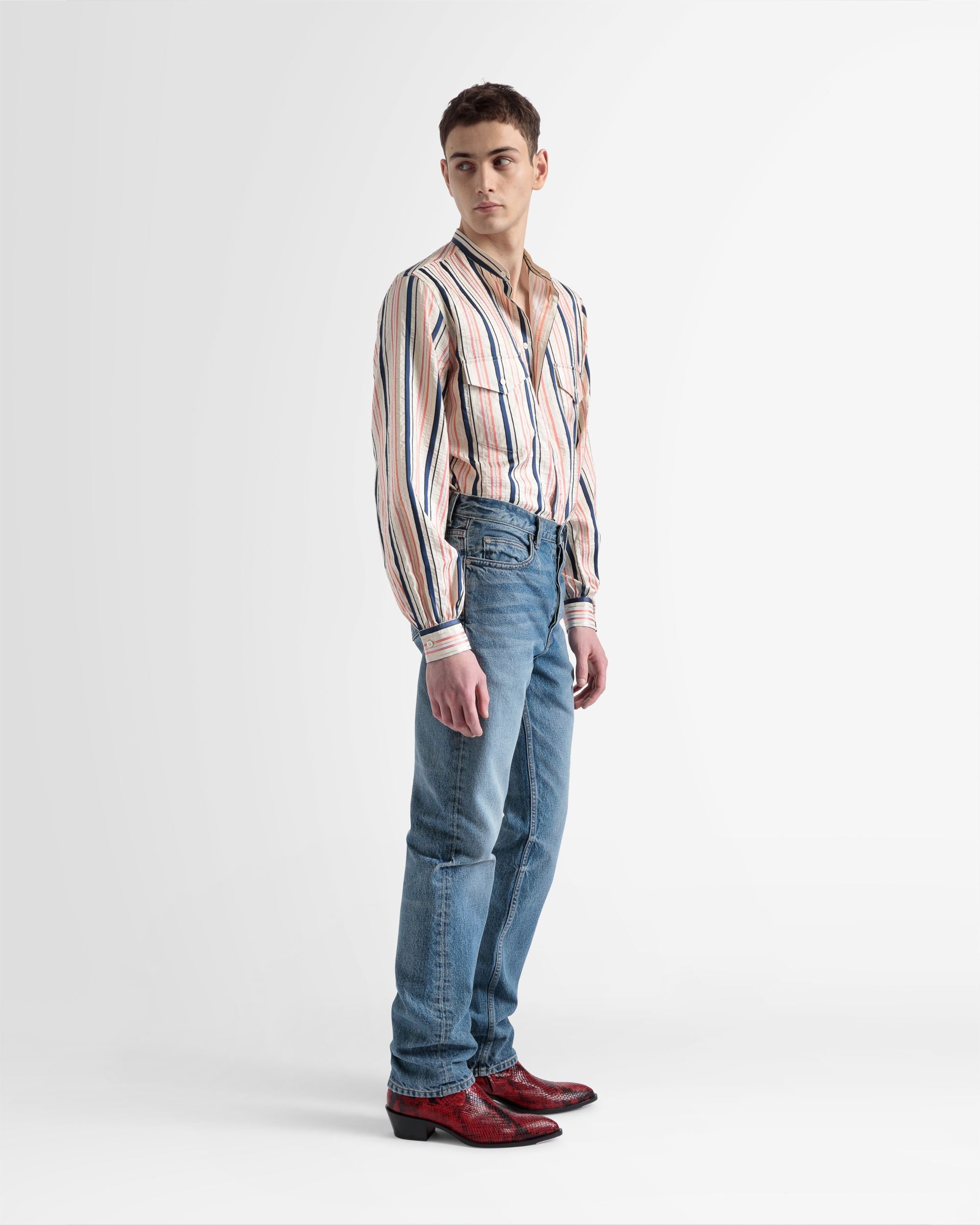 Flared Pants In Blue Denim - Image 5