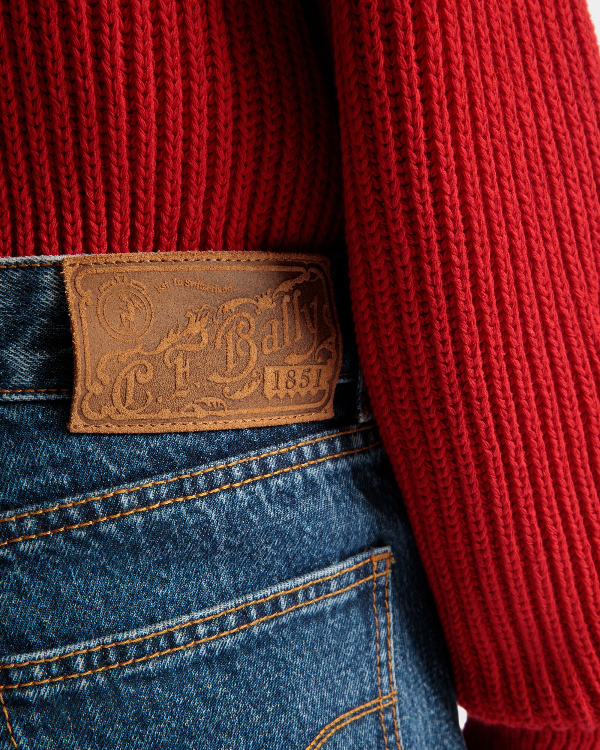 Denim Pants in Medium Blue Cotton - Image 4