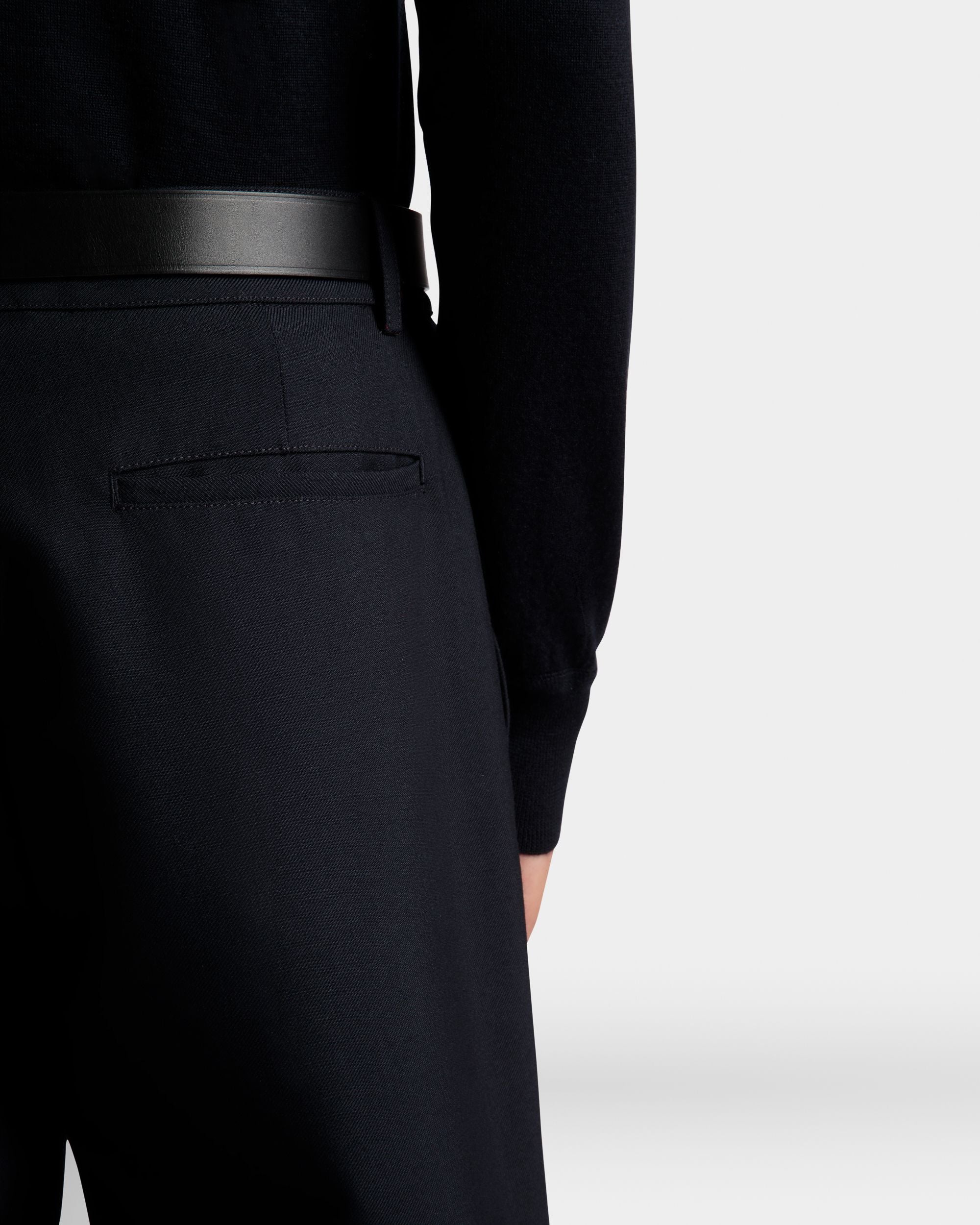 Adrien Brody Travel Collection Chino Pants In Navy Blue Wool Blend - Image 4