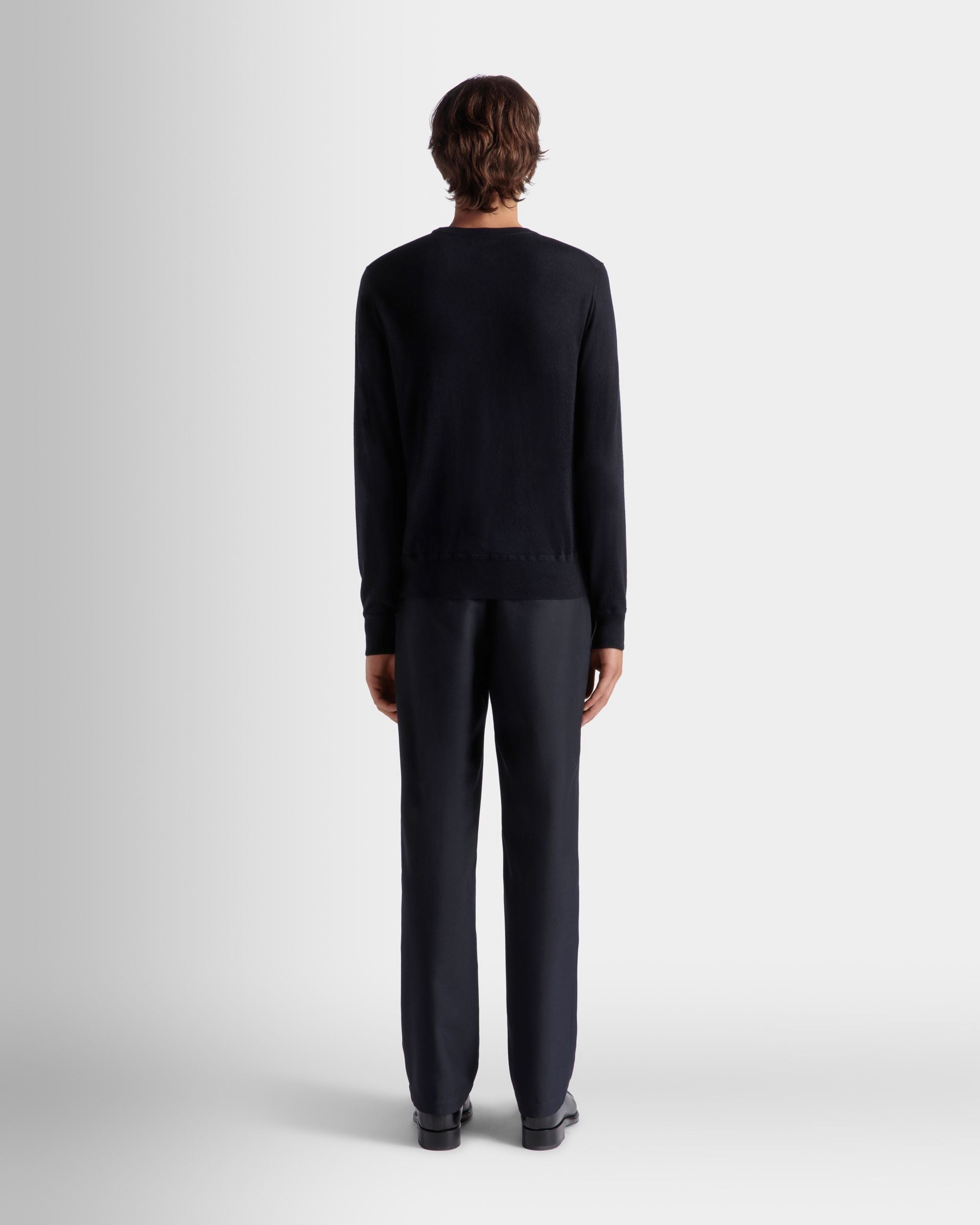 Adrien Brody Travel Collection Chino Pants In Navy Blue Wool Blend - Image 8