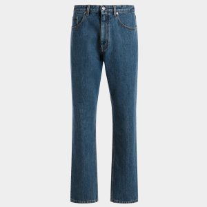 Denim Pants in Medium Blue Cotton