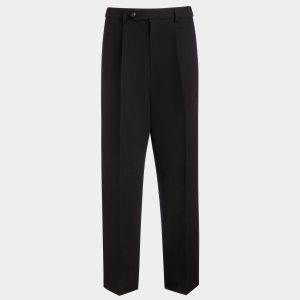 Winter Capsule Pleated Pants in a Black Wool Blend