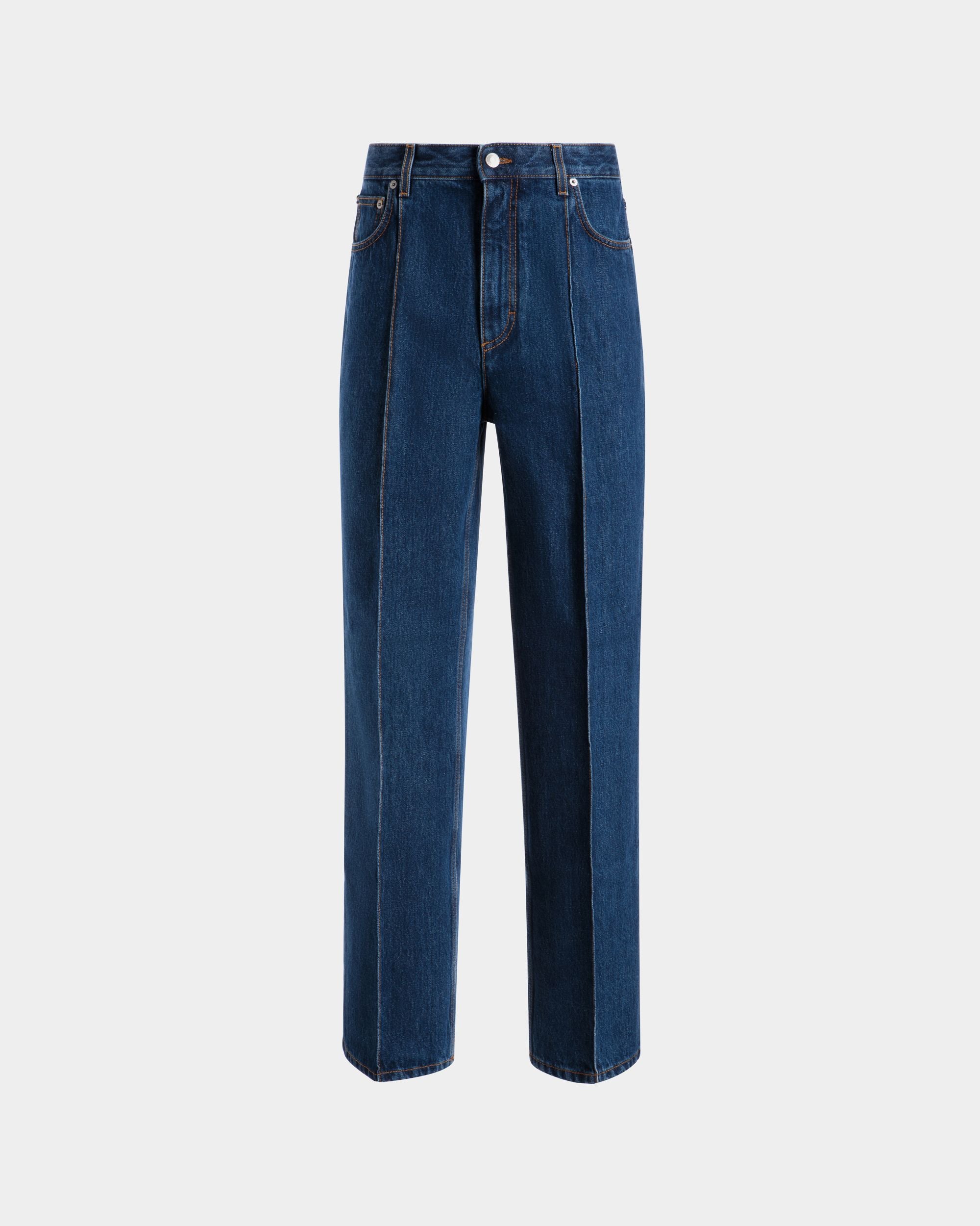 Relaxed Fit Denim Pants in Navy Blue Cotton