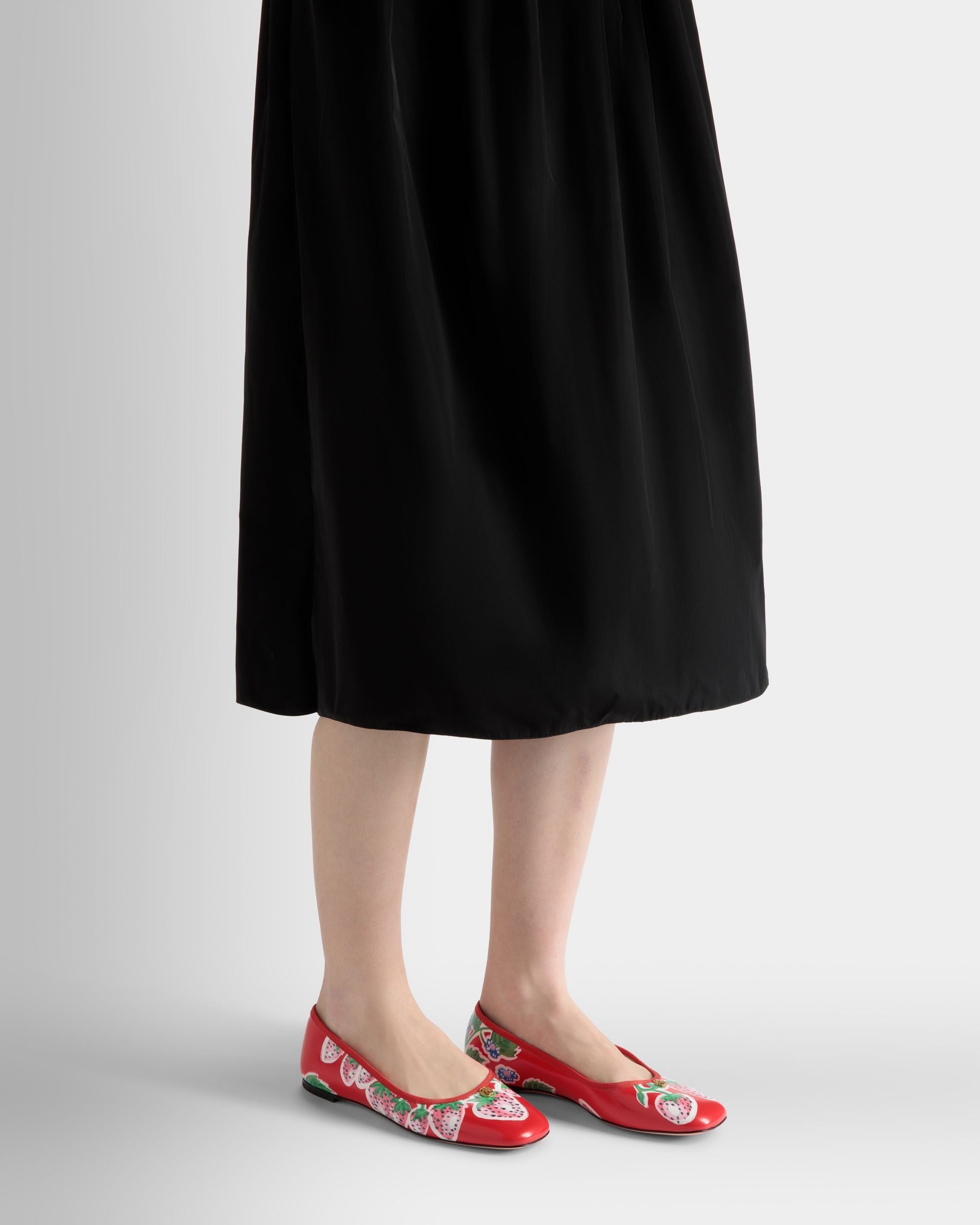 Ballyrina Flat in Strawberry Print Brushed Leather - Image 2