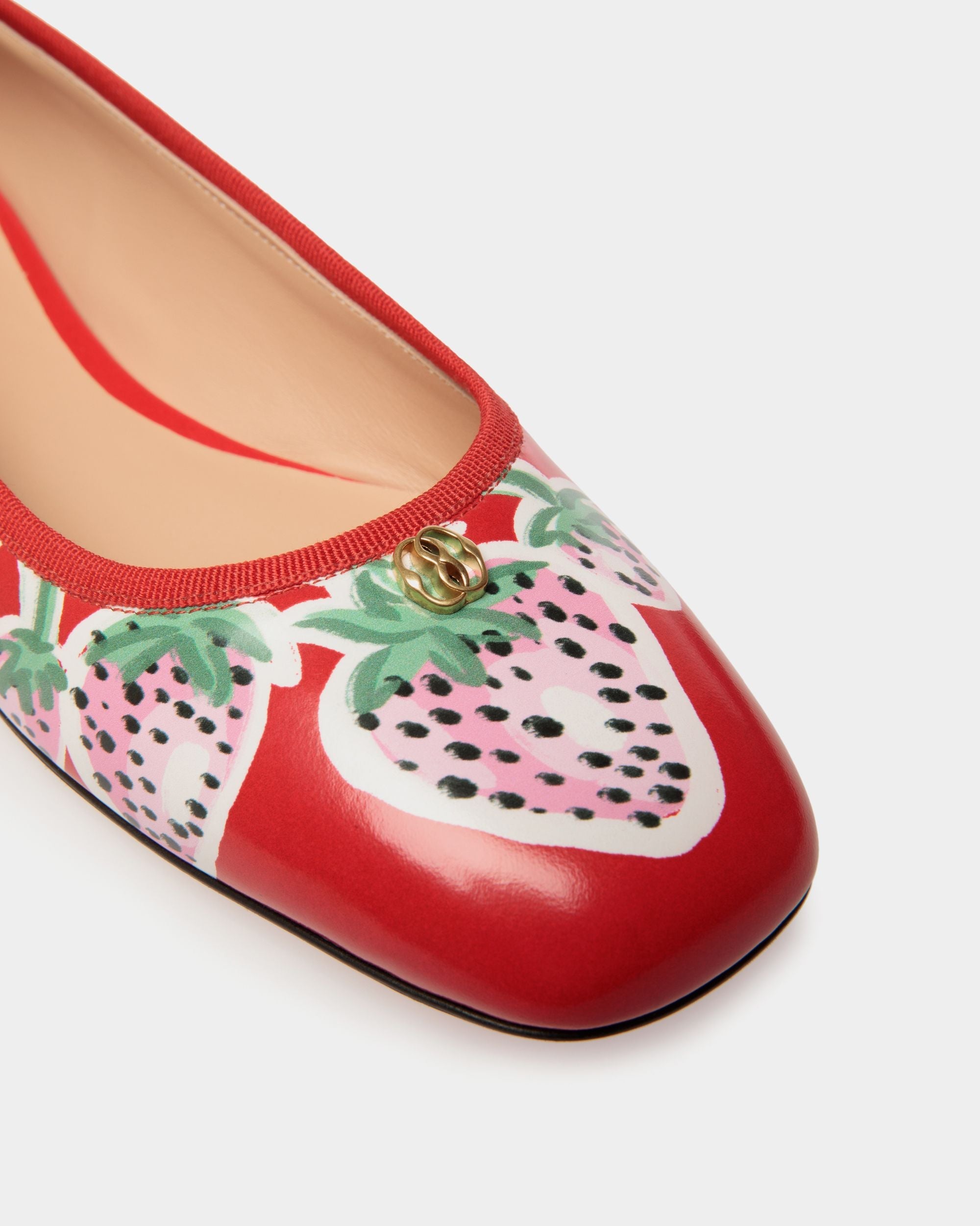 Ballyrina Flat in Strawberry Print Brushed Leather - Image 6