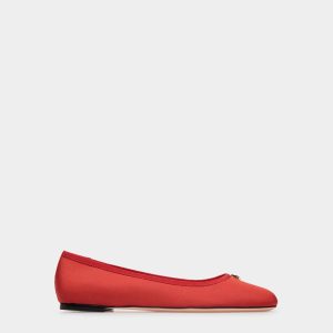 Ballyrina Flat in Red Silk Faille