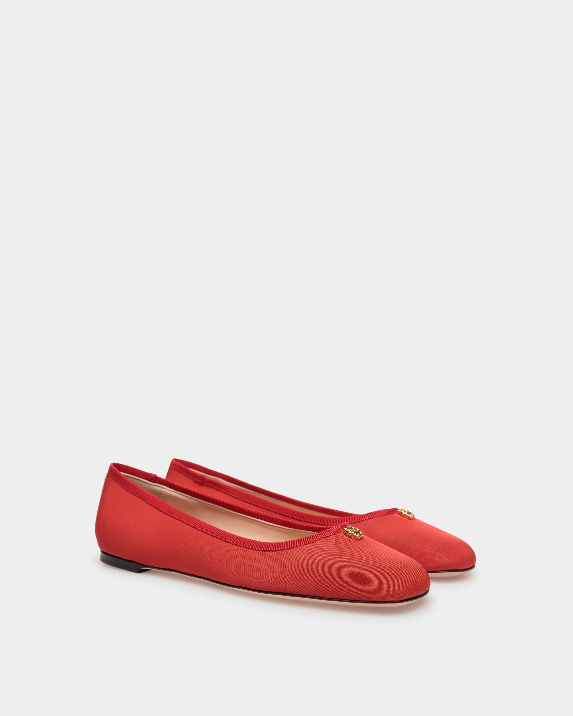 Ballyrina Flat in Red Silk Faille - Image 2