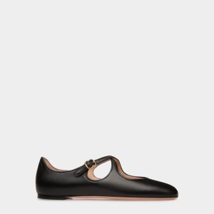 Ballyrina Flat In Black Nappa Leather