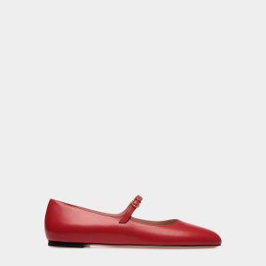 Ballyrina Flat In Candy Red Leather