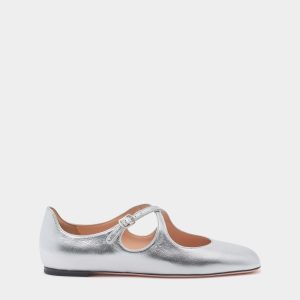 Ballyrina Flat in Silver Leather