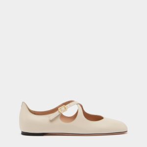 Ballyrina Flat in White Leather