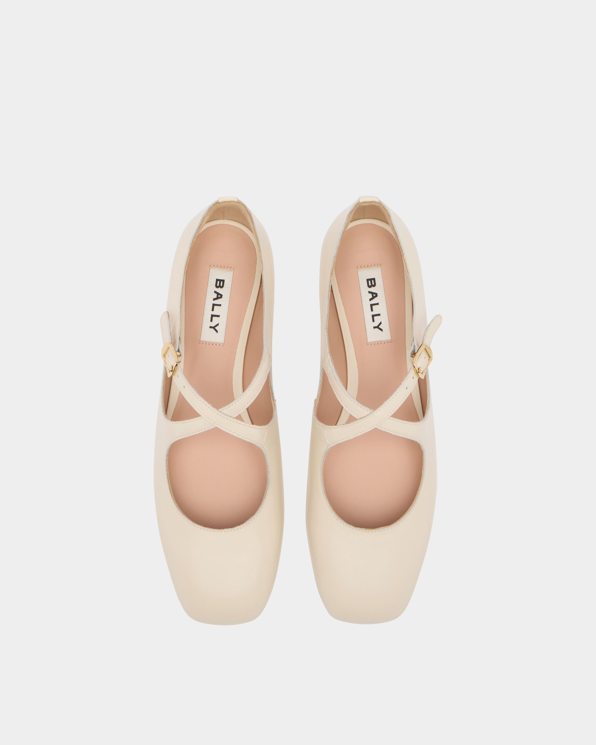 Ballyrina Flat in White Leather - Image 4