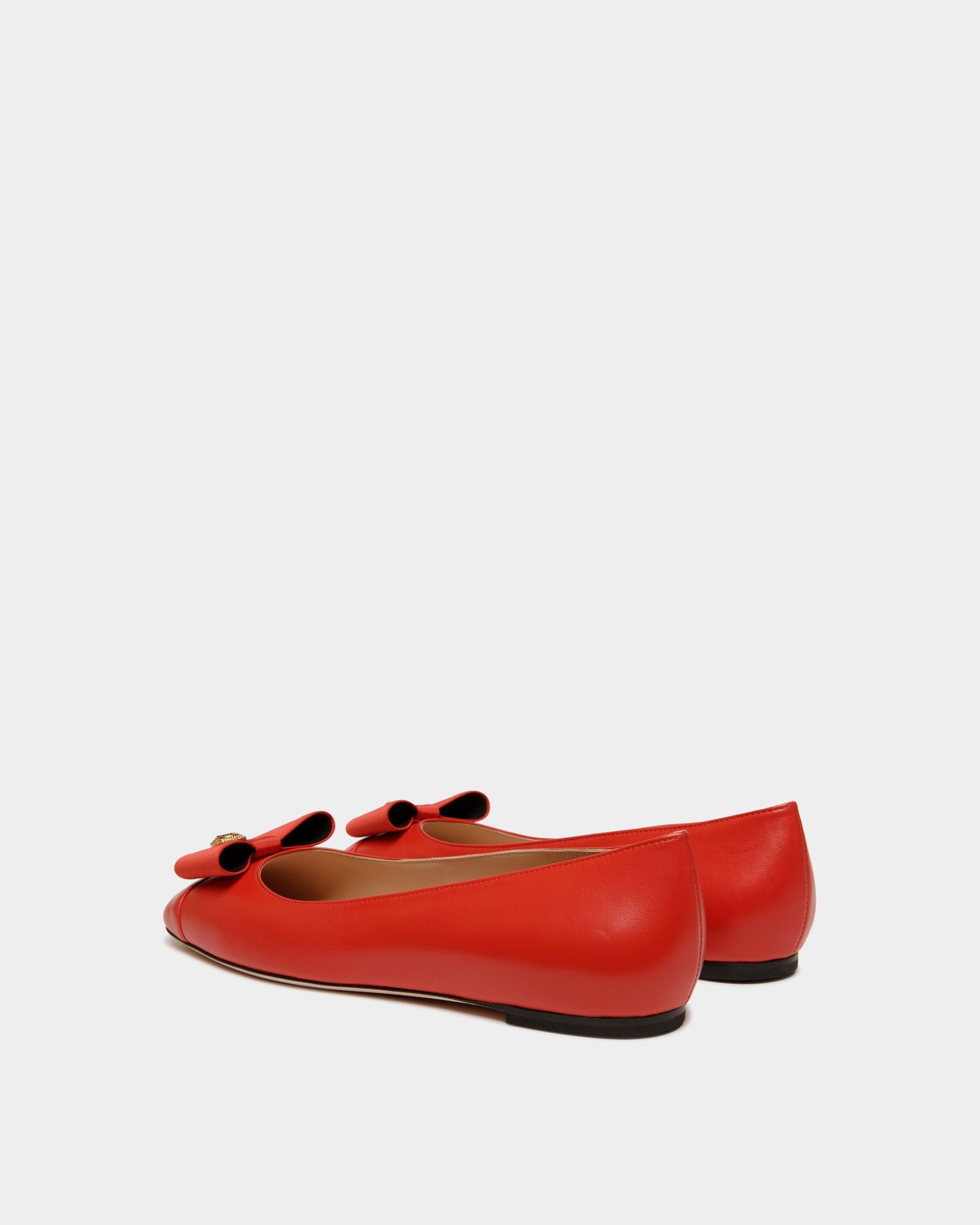 B-Bow Flat in Red Leather - Image 4