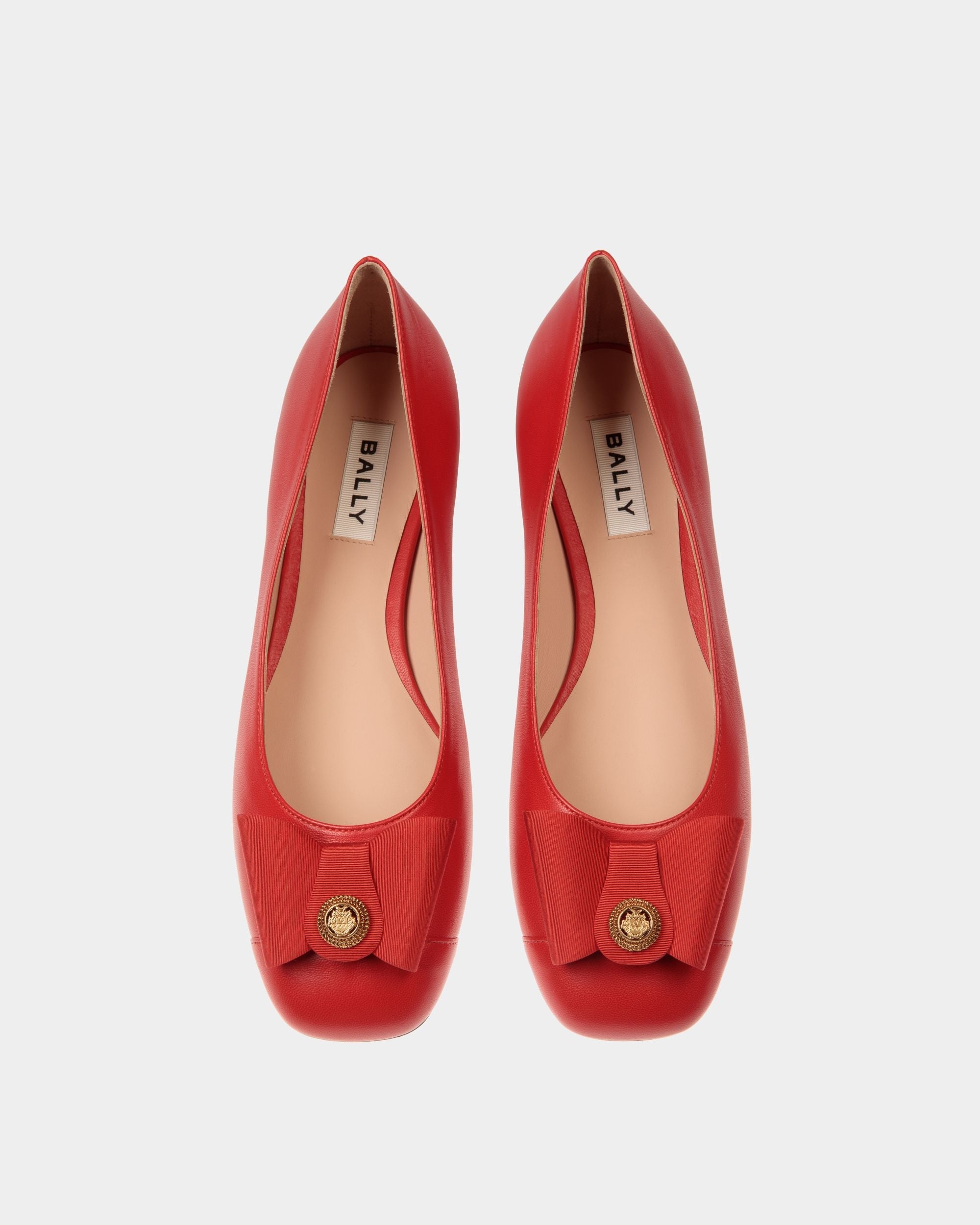 B-Bow Flat in Red Leather - Image 5