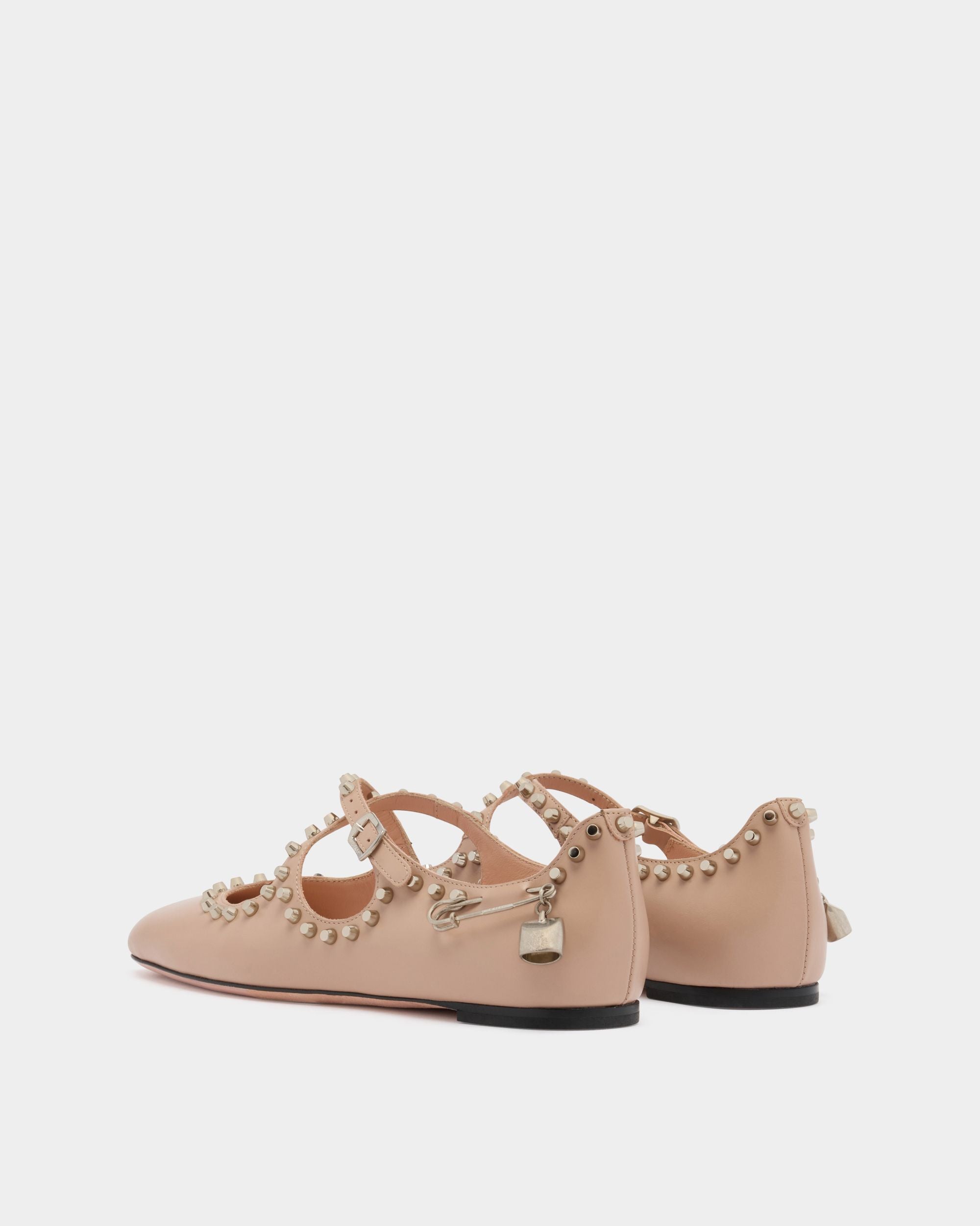 Ballyrina Flat in Light Beige Leather - Image 3