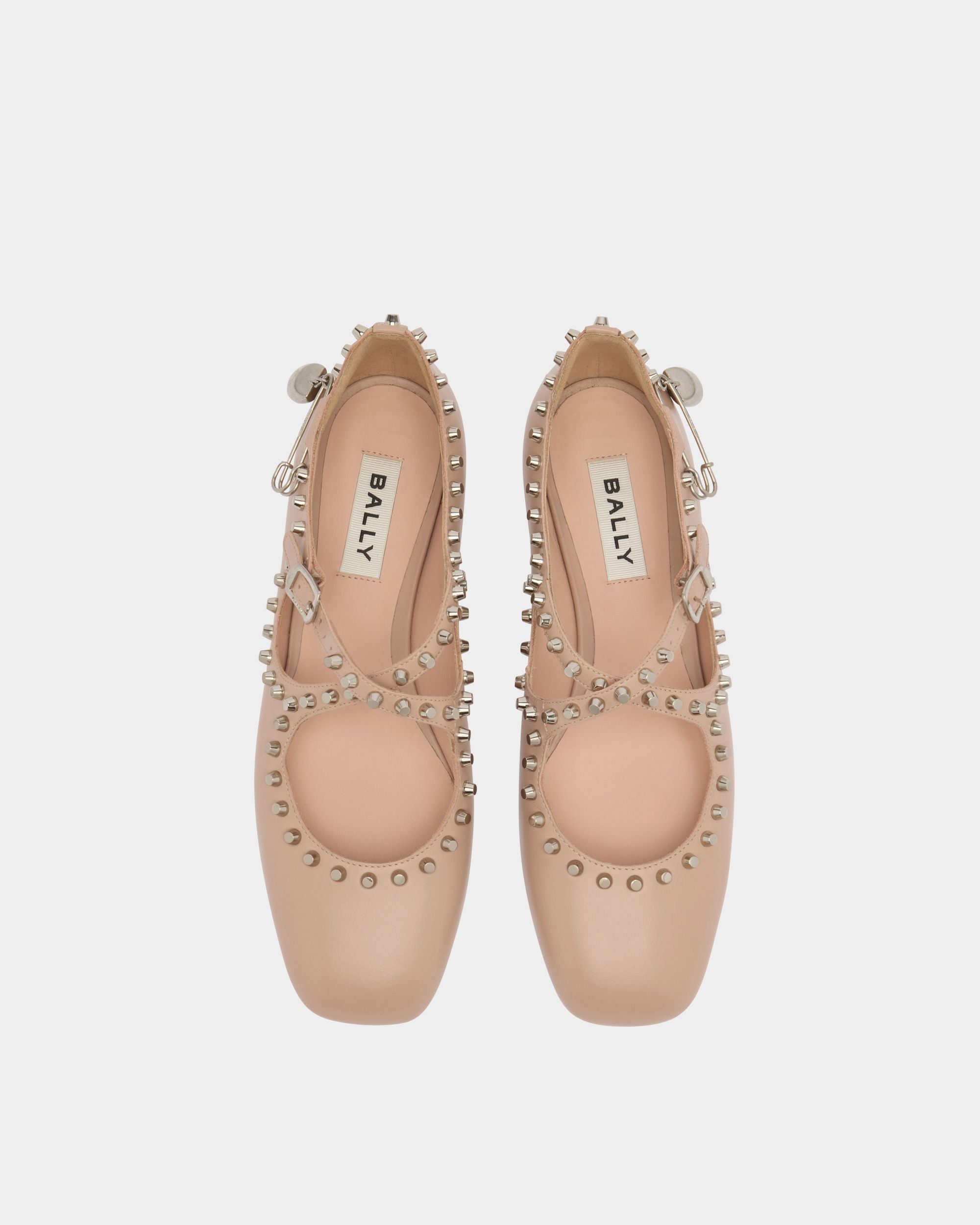 Ballyrina Flat in Light Beige Leather - Image 4