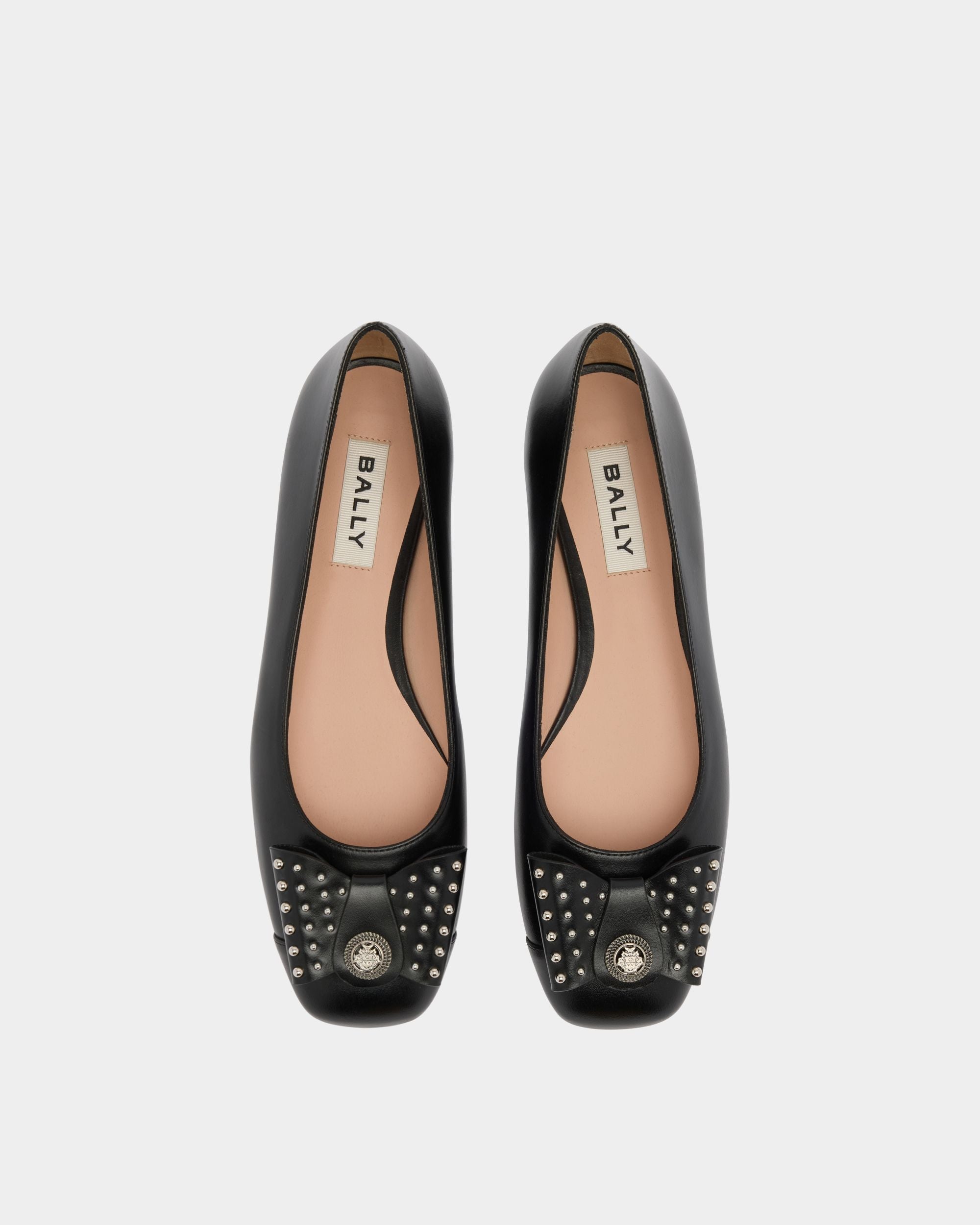 B-Bow Flat in Black Leather - Image 4