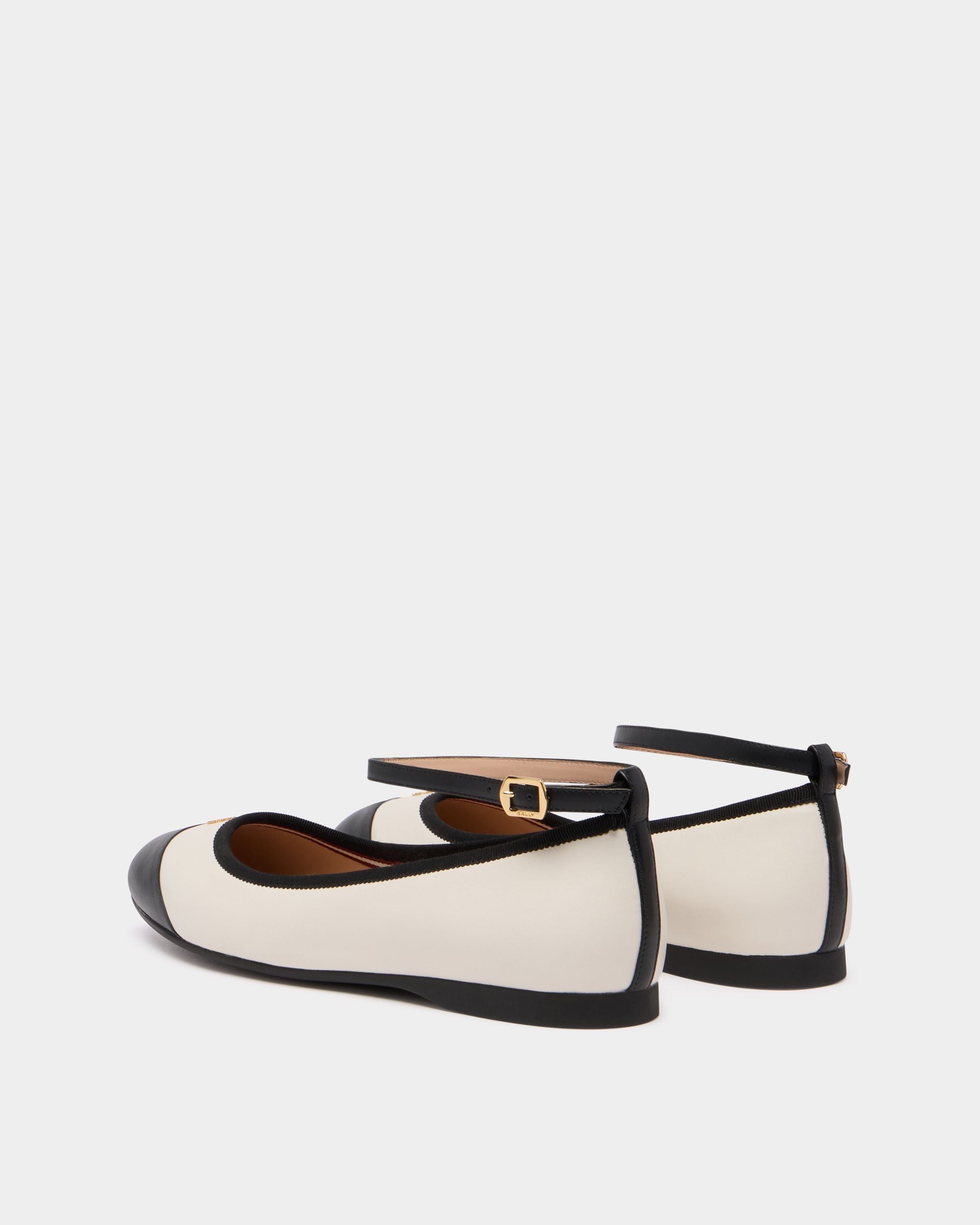 Ysla Ballet Flat in White Leather - Image 3