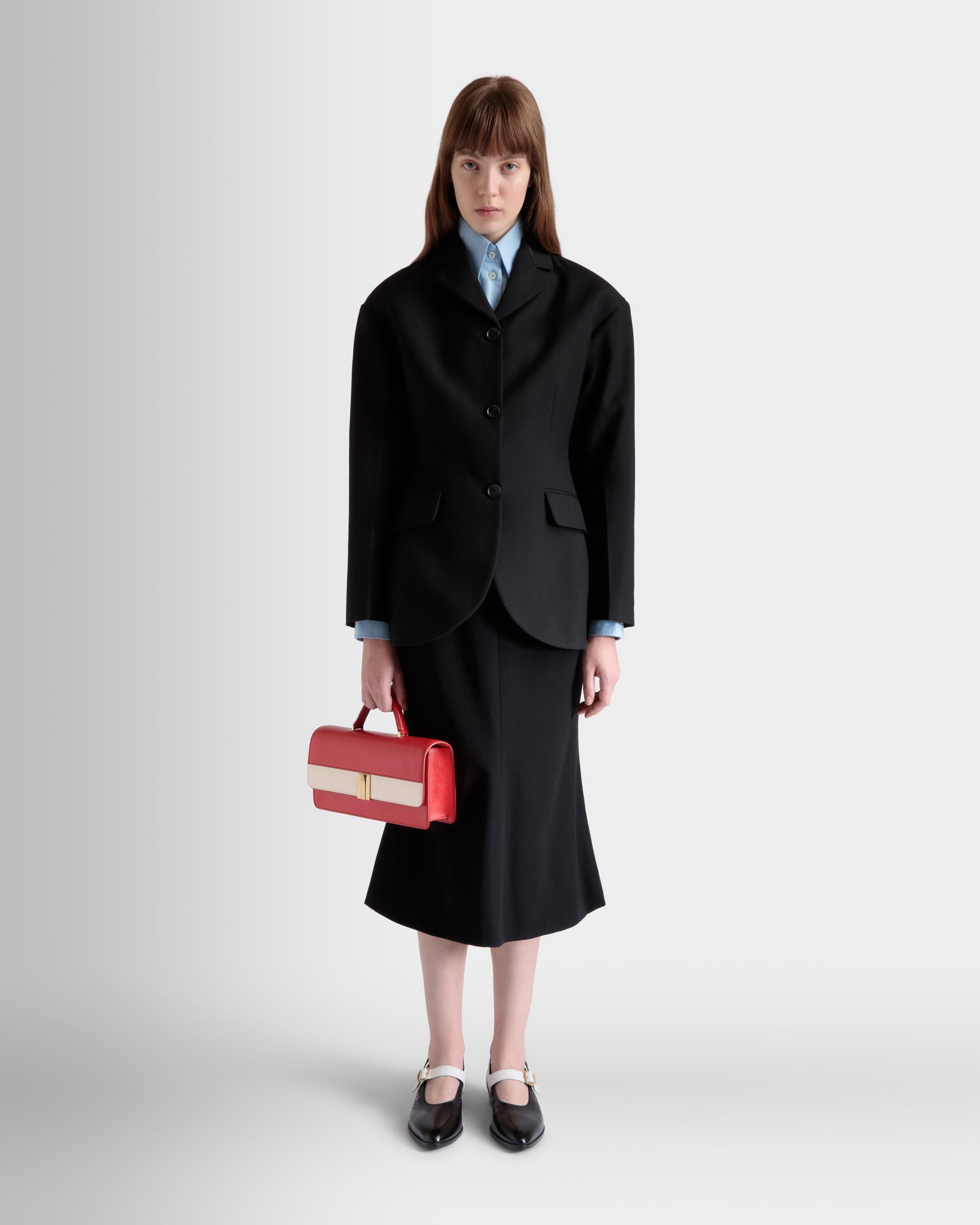 Ollam Top Handle Bag In Red and White Leather - Image 2