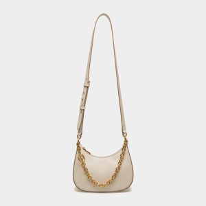 Emblem Mini Crossbody Bag In White Brushed Leather