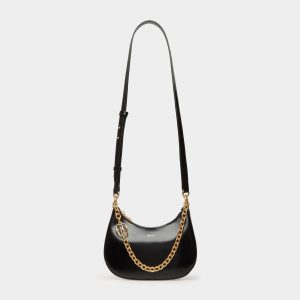 Emblem Mini Crossbody Bag in Black Brushed Leather
