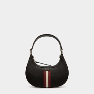 Crossbody Bag in Black Embossed Leather