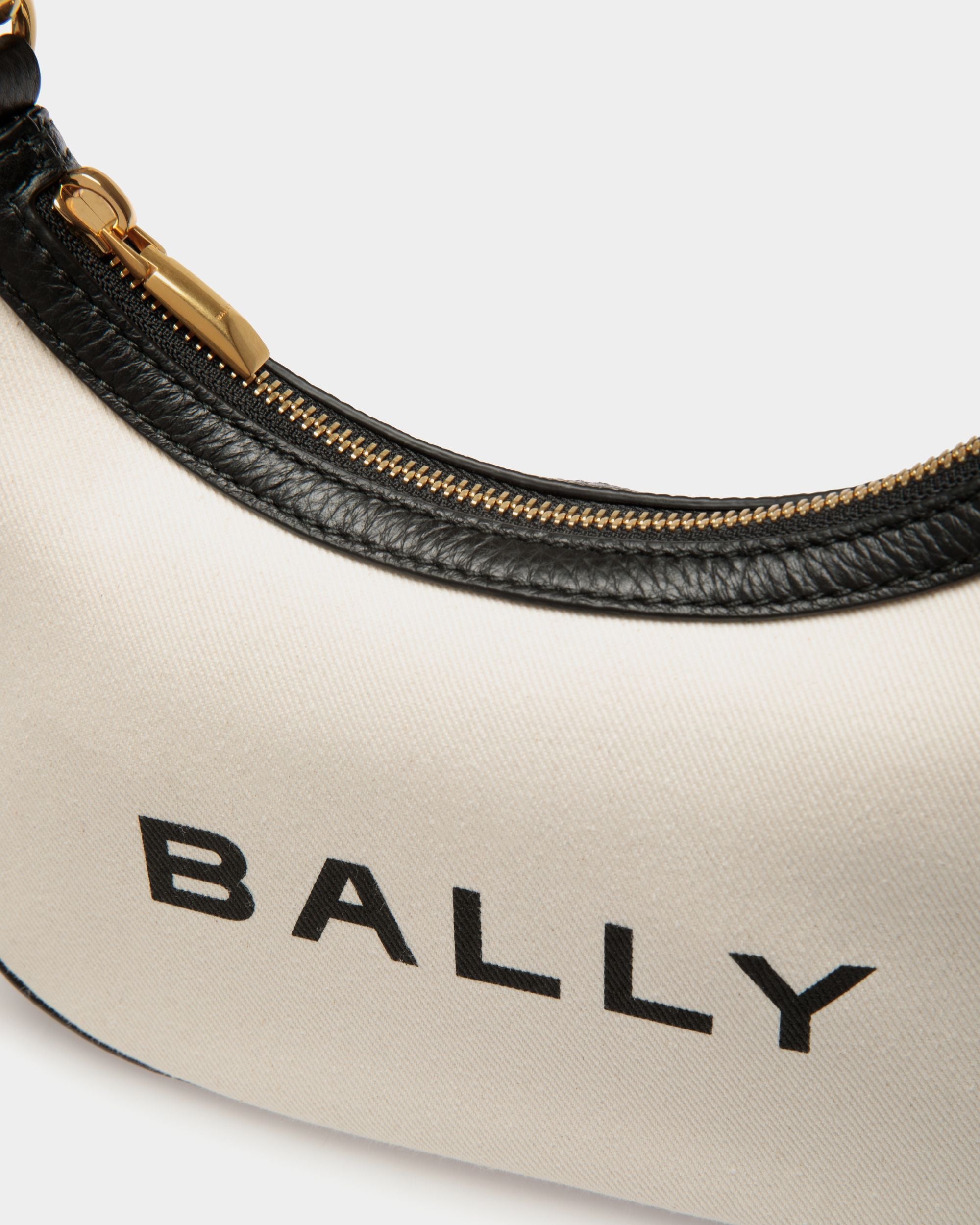 Bar Mini Crossbody Bag In White Canvas And Black Leather - Image 5