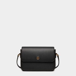Emblem Small Crossbody Bag In Black Grained Leather