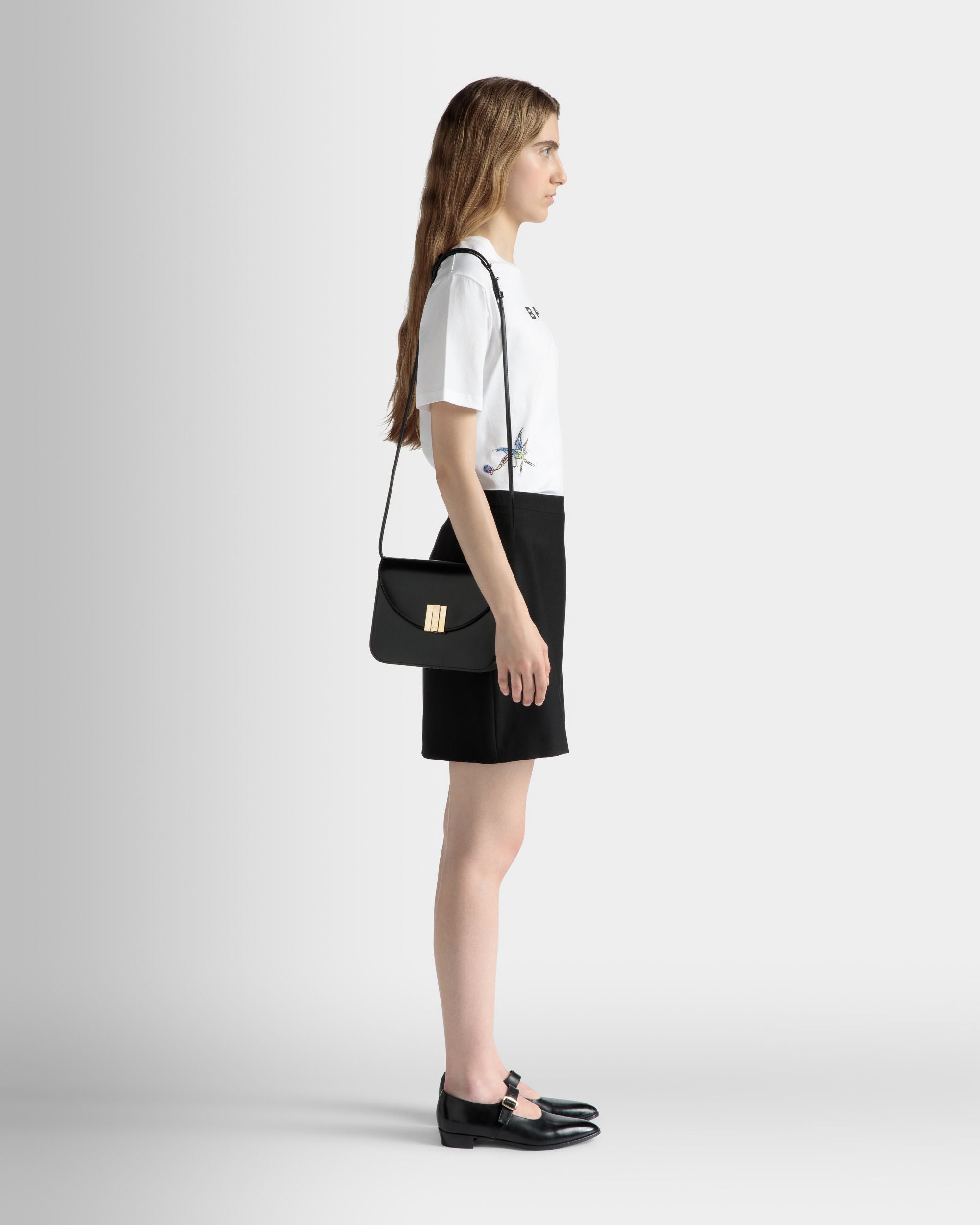 Ollam Crossbody Bag in Black Brushed Leather - Image 2