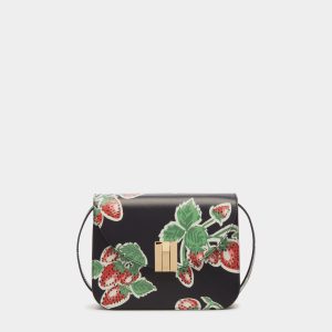 Ollam Crossbody Bag in Strawberry Print Leather
