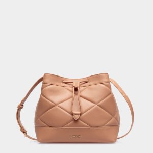 Crossbody Bag in Beige Leather