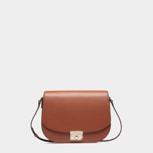 Crossbody Bag in Brown Embossed Leather
