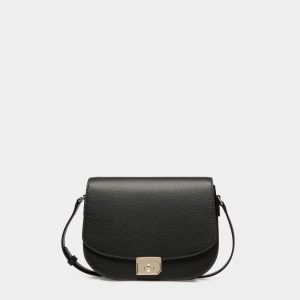Crossbody Bag in Black Embossed Leather