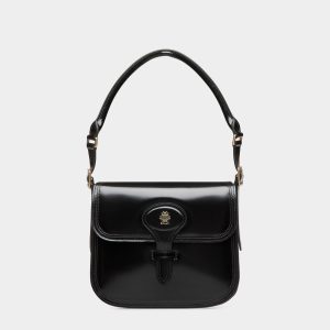 Beckett Crossbody Bag in Black Brushed Leather